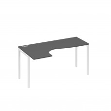 Стол на металлокаркасе DUE эргономичный левый "Классика" антрацит премиум / металлокаркас белый А4 Б2 035 АР