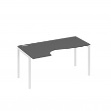 Стол эргономичный левый "Классика" на металлокаркасе DUE антрацит премиум / металлокаркас белый А4 Б2 045 АР