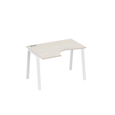 Стол "Классика" на металлокаркасе TRE левый эргономичный дуб / металлокаркас белый А4 Б3 041 ДШ