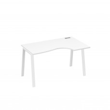 Стол на металлокаркасе TRE эргономичный правый "Классика" белый премиум / металлокаркас белый А4 Б3 044 БП