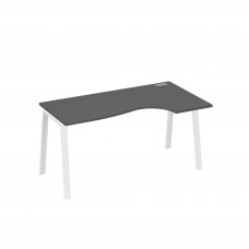 Стол эргономичный правый "Классика" на металлокаркасе TRE антрацит премиум / металлокаркас белый А4 Б3 046 АР