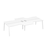 Рабочая станция из столов (4х160) Классика каркас TRE белый премиум / металлокаркас белый А4 Б3 182-2 БП