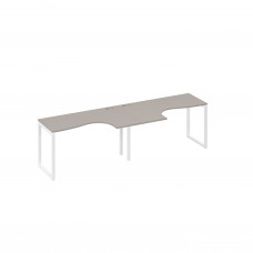 Станция столы 2х140 Классика эргономичные опоры QUATTRO мокко премиум / металлокаркас белый А4 Б4 033-2 МП
