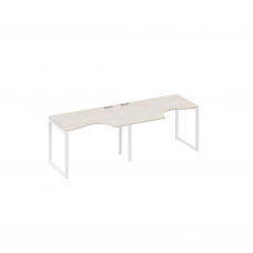 Рабочая станция столы Классика каркас QUATTRO (2х120) дуб / металлокаркас белый А4 Б4 041-2 ДШ