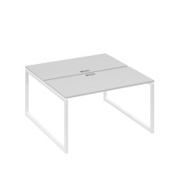 Рабочая станция 2х140 на опорах QUATTRO серый / металлокаркас белый А4 Б4 174 СЕ