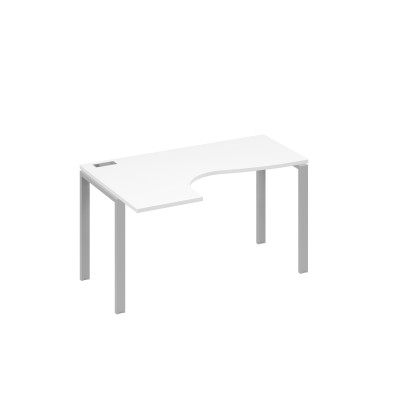 Стол левый на металлокаркасе UNO эргономичный "Классика" белый премиум / металлокаркас серый А4 С1 033 БП