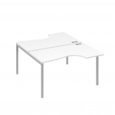 Рабочая станция металлокаркас DUE со столами (2х140) Классика белый премиум / металлокаркас серый А4 С2 184 БП