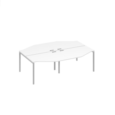 Рабочая станция со столами Техно (4х120) опоры DUE белый премиум / металлокаркас серый А4 С2 186-2 БП