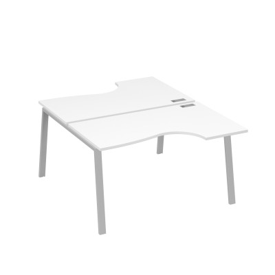 Рабочая станция столы (2х140) эргономичные Классика каркасTRE белый премиум / металлокаркас серый А4 С3 184 БП