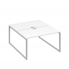 Рабочая станция QUATTRO (2х140) опоры металлокаркас белый премиум / металлокаркас серый А4 С4 177 БП