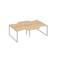 Рабочая станция столы (4х120) Классика опоры QUATTRO натуральный дуб / металлокаркас серый А4 С4 183-2 НД