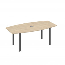 Стол 200x100 для переговоров фигурный на опорах UNO дуб скандинавский / металлокаркас антрацит А4 А1 113 ДК