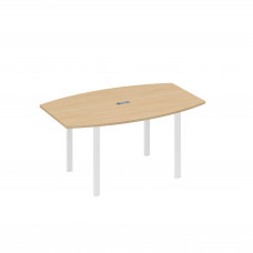 Стол 160 фигурный на металлокаркасе UNO для переговоров натуральный дуб / металлокаркас белый А4 Б1 111 НД