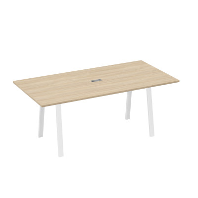 Стол 200 переговорный на металлокаркасе TRE дуб скандинавский / металлокаркас белый А4 Б3 123 ДК