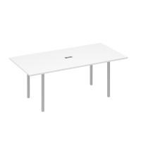 Стол 200 переговорный с металлокаркасом DUE белый премиум / металлокаркас серый А4 С2 123 БП