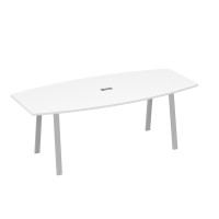 Стол для переговоров 220 на металлокаркасе TRE белый премиум / металлокаркас серый А4 С3 114 БП