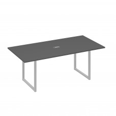 Стол 200 с металлокаркасом QUATTRO для переговоров антрацит премиум / металлокаркас серый А4 С4 123 АР