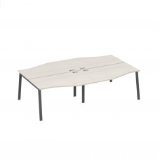 Рабочая станция на металлокаркасе UNO из столов Техно (4х140) дуб / металлокаркас антрацит А4 А1 190-2 ДШ