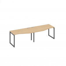 Рабочая станция столы (2х140) Техно эргономичные каркас QUATTRO натуральный дуб / металлокаркас антрацит А4 А4 063-2 НД