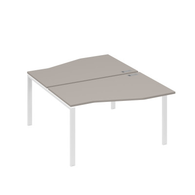 Рабочая станция каркас UNO столы (2х140) Техно мокко премиум / металлокаркас белый А4 Б1 190 МП