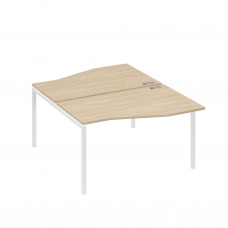 Рабочая станция каркас DUE столы (2х140) Техно дуб скандинавский / металлокаркас белый А4 Б2 190 ДК