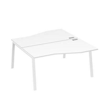 Рабочая станция (2х160) столы Техно на опорах TRE белый премиум / металлокаркас белый А4 Б3 191 БП