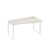 Стол на металлокаркасе QUATTRO эргономичный правый "Техно" дуб / металлокаркас белый А4 Б4 066 ДШ