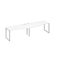 Рабочая станция столы Техно на металлокаркасе DUE (2х160) белый премиум / металлокаркас серый А4 С2 065-2 БП