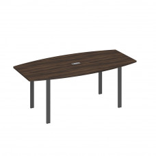 Стол 200x100 для переговоров фигурный на опорах UNO дуб ристретто/ металлокаркас антрацит А4 А1 113 ДР