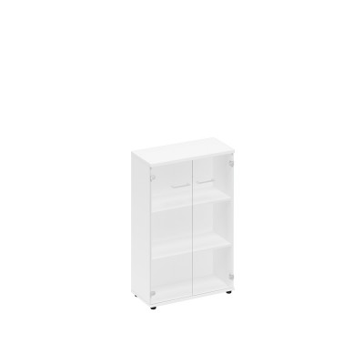 Шкаф средний со стеклом белый премиум А1 9366 БП