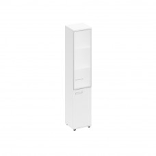 Шкаф для документов узкий правый со стеклянной дверью в алюминиевой рамке белый премиум А1 9480 БП