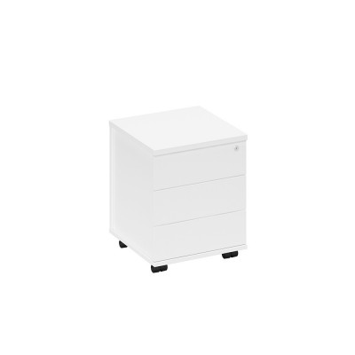 Тумба выкатная 3-х ящичная с центральным замком белый премиум А1 212 БП