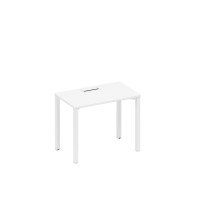 Стол письменный на металлокаркасе, столешница с заглушкой белый премиум / белый гладкий А1 БГ 002 БП