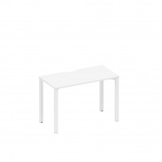 Стол письменный на металлокаркасе, столешница с вырезом белый премиум / белый гладкий А1 БГ 003.2 БП