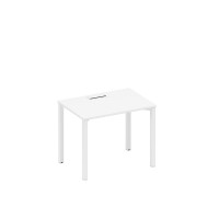 Стол письменный на металлокаркасе, столешница с заглушкой белый премиум / белый гладкий А1 БГ 012 БП