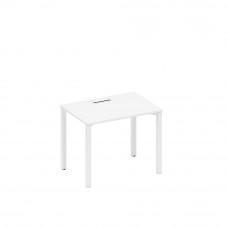 Стол письменный на металлокаркасе, столешница с заглушкой белый премиум / белый гладкий А1 БГ 012 БП