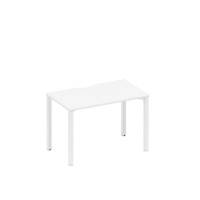 Стол письменный на металлокаркасе, столешница с вырезом белый премиум / белый гладкий А1 БГ 013.2 БП