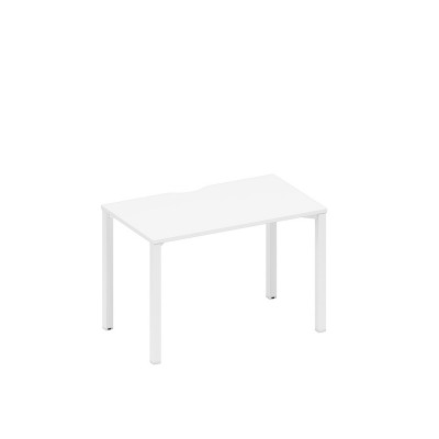 Стол письменный на металлокаркасе, столешница с вырезом белый премиум / белый гладкий А1 БГ 013.2 БП
