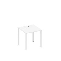 Стол письменный на металлокаркасе, столешница с заглушкой белый премиум / белый гладкий А1 БГ 021 БП