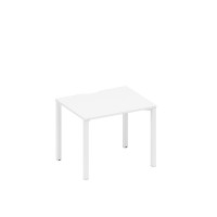 Стол письменный на металлокаркасе, столешница с вырезом белый премиум / белый гладкий А1 БГ 022.2 БП