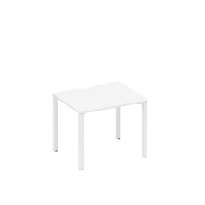 Стол письменный на металлокаркасе, столешница с вырезом белый премиум / белый гладкий А1 БГ 022.2 БП