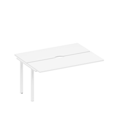 Секция стола рабочей станции на металлокаркасе, столешницы с вырезом белый премиум / белый гладкий А1 БГ 172.2-1 БП