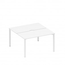 Рабочая станция на металлокаркасе, столешницы с вырезом (2*140) белый премиум / белый гладкий А1 БГ 174.2 БП