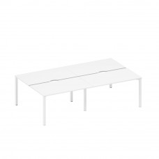 Рабочая станция на металлокаркасе, столешницы с вырезом (4*140) белый премиум / белый гладкий А1 БГ 177.2-2 БП