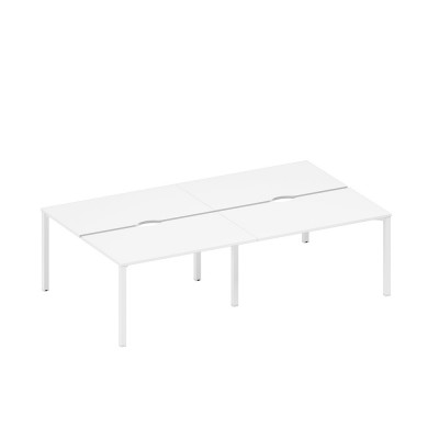 Рабочая станция на металлокаркасе, столешницы с вырезом (4*140) белый премиум / белый гладкий А1 БГ 177.2-2 БП