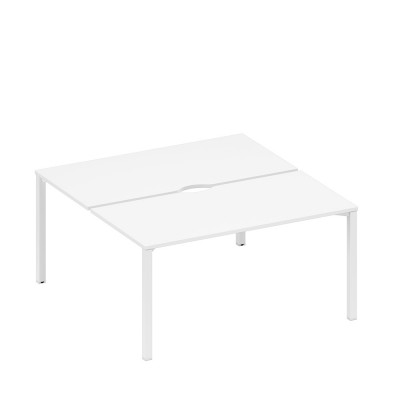 Рабочая станция на металлокаркасе, столешницы с вырезом (2*160) белый премиум / белый гладкий А1 БГ 178.2 БП