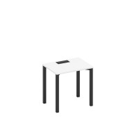 Стол письменный на металлокаркасе, столешница с заглушкой белый премиум / черный гладкий А1 ЧР 001 БП