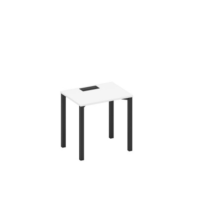 Стол письменный на металлокаркасе, столешница с заглушкой белый премиум / черный гладкий А1 ЧР 001 БП