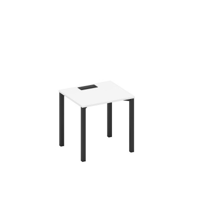 Стол письменный на металлокаркасе, столешница с заглушкой белый премиум / черный гладкий А1 ЧР 011 БП