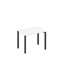 Стол письменный на металлокаркасе, столешница с вырезом белый премиум / черный гладкий А1 ЧР 012.2 БП